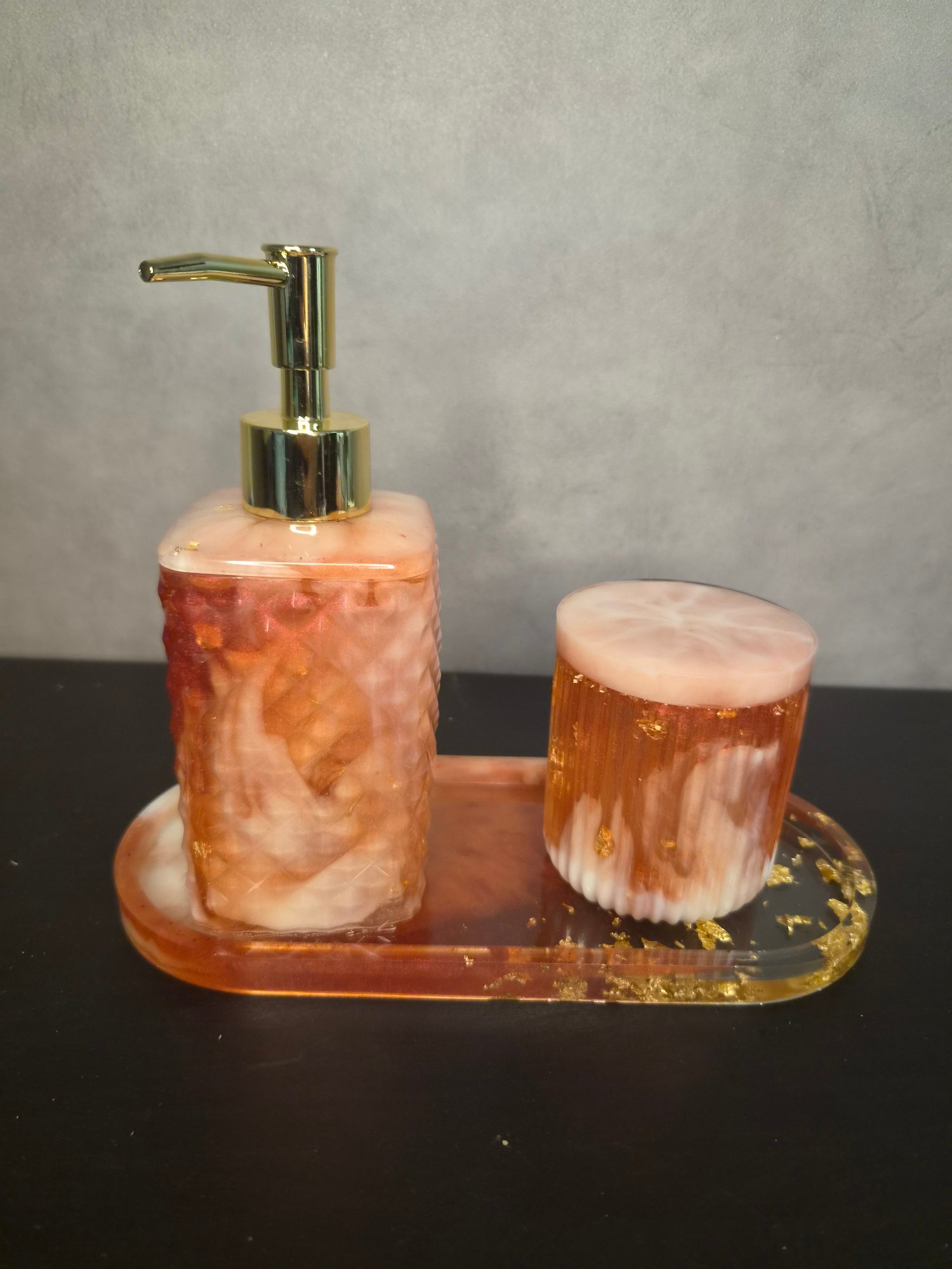 badkamer set – zeepdispenser, plateau en bakje
